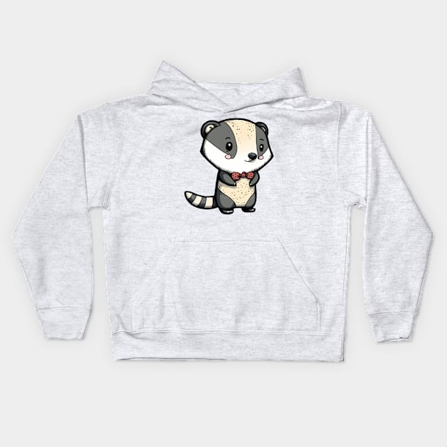 Badger with bow tie Kids Hoodie by Cute Planet Earth Mini